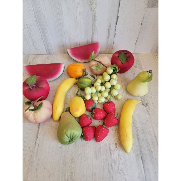 Artificial assorted plush fabric fruit great banana strawberry Pearl set waterme - Picture 2 of 13